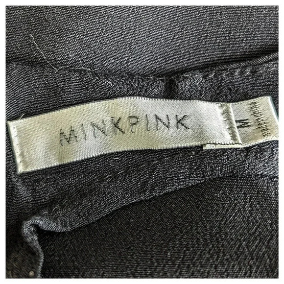 MINKPINK Black Fit & Flare Dress Size M Corset Tie Back Skater Cocktail Dress - Picture 7 of 8